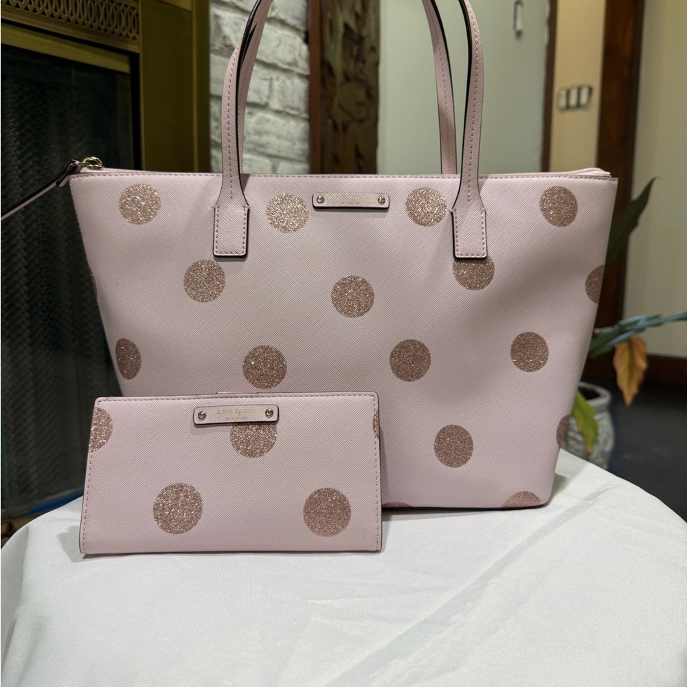 Kate Spade Pink and Rose Gold Tote Bag Collection